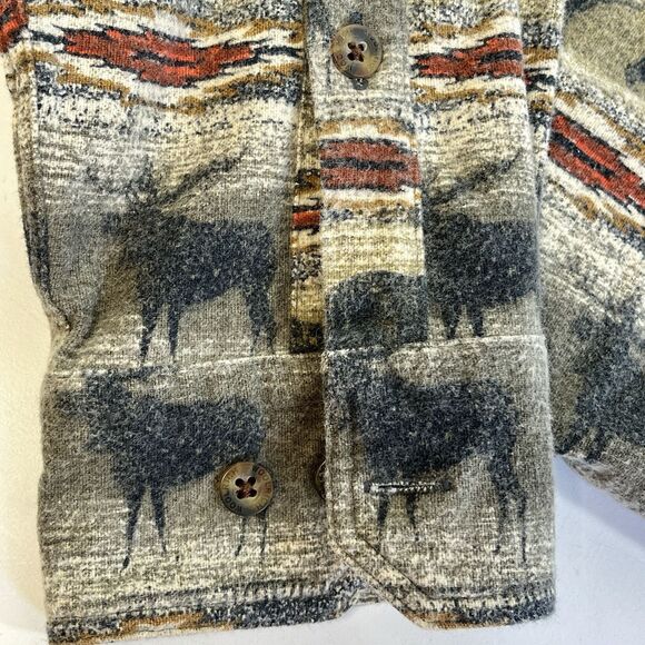 Vtg 90s Woolrich Moose &‎ Bear Flannel Shirt Mens XL Hunting Western Long Sleeve - Picture 6 of 11
